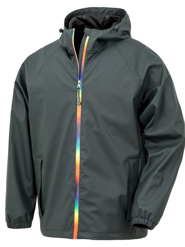 Black Olive Prism PU waterproof jacket with recycled backing