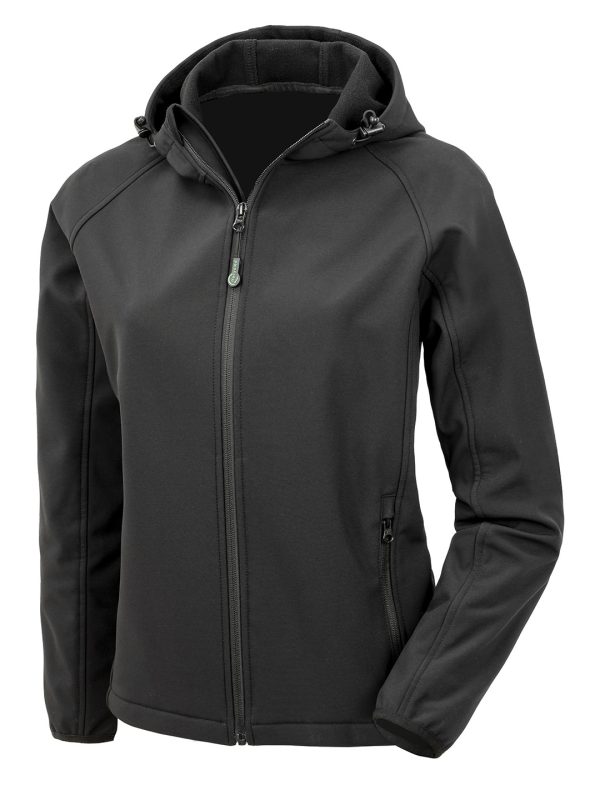 Black Women’s recycled 3-layer printable hooded softshell