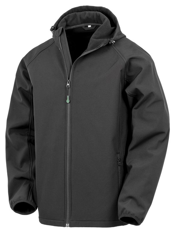 Black Recycled 3-layer printable hooded softshell