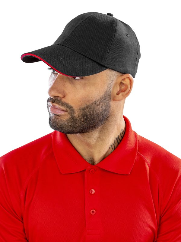 Brushed coton printers/embroiderers cap with sandwich peak