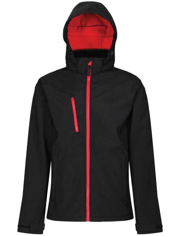 Black/Red Venturer 3-layer hooded softshell jacket