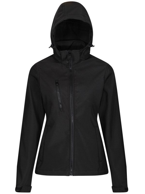 Black Women's venturer 3-layer hooded softshell jacket