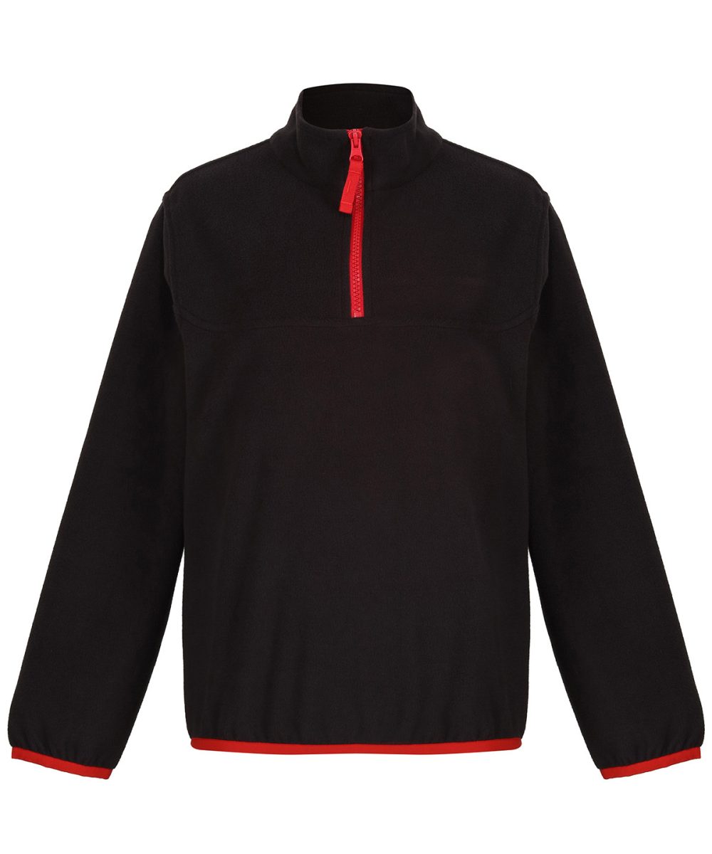 Black/Classic Red Kids half-zip microfleece