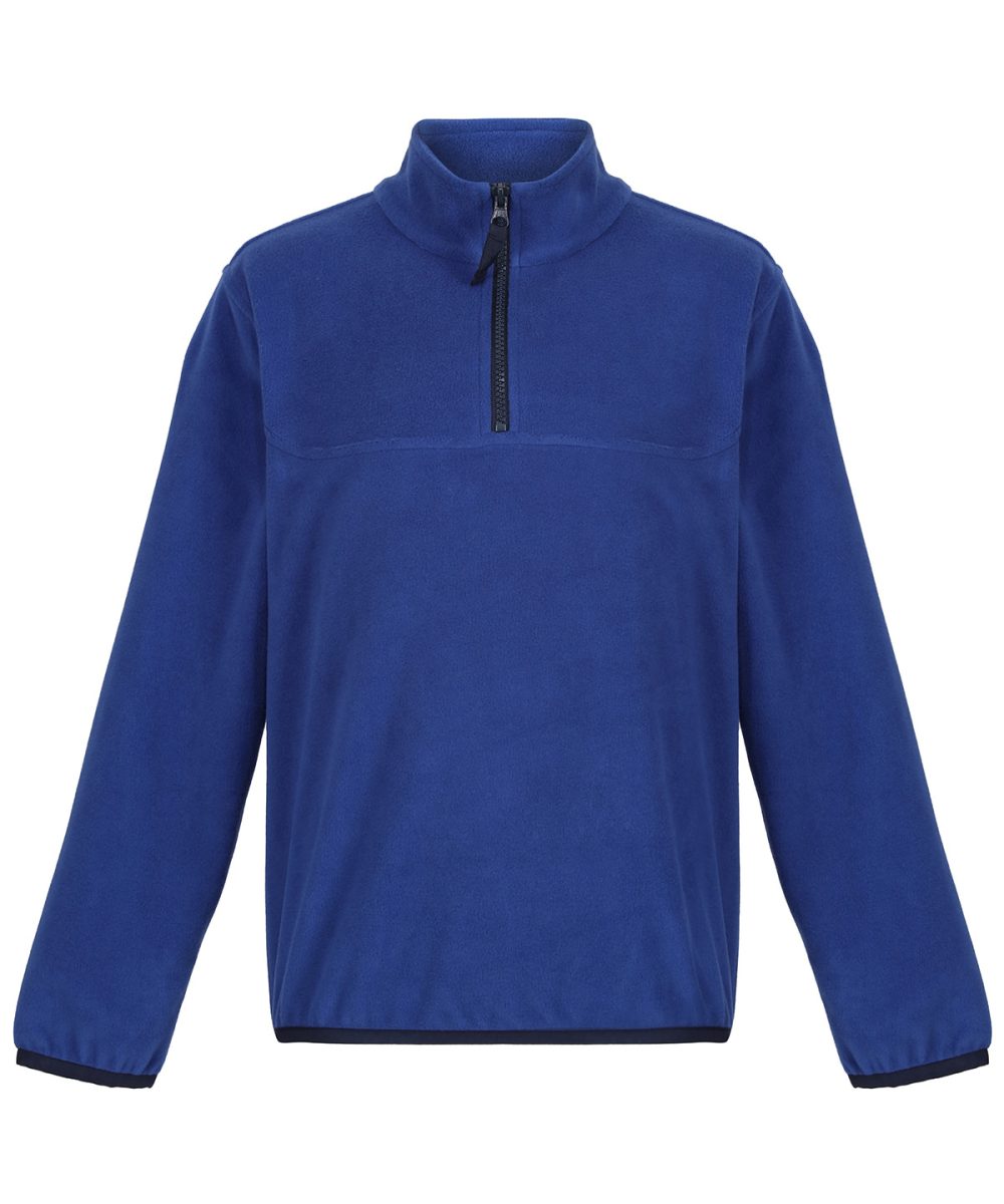 New Royal/Navy Kids half-zip microfleece