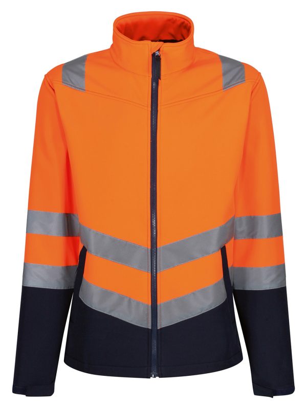 Orange/Navy Pro hi-vis softshell jacket