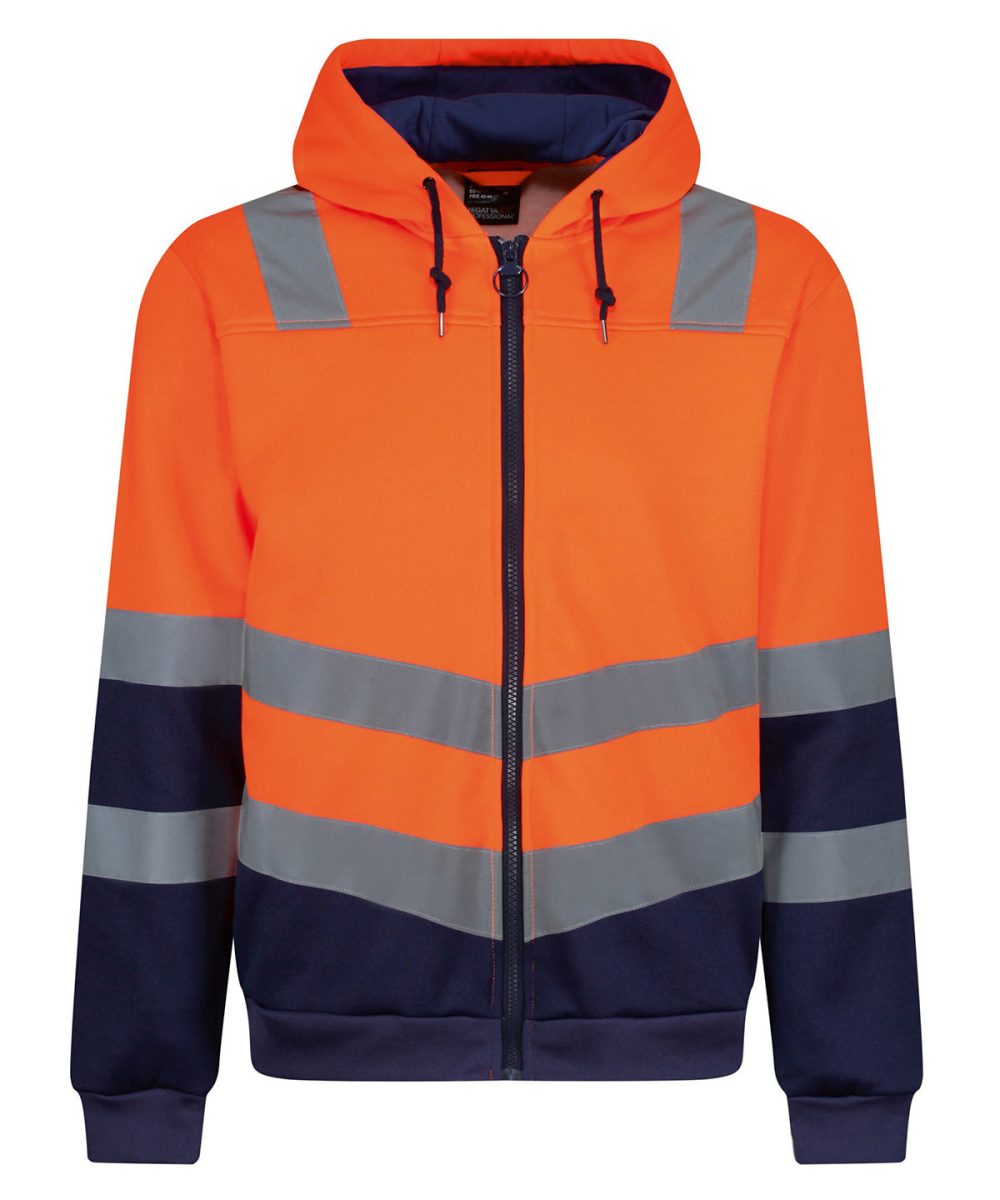 Orange/Navy Pro hi-vis full zip hoodie