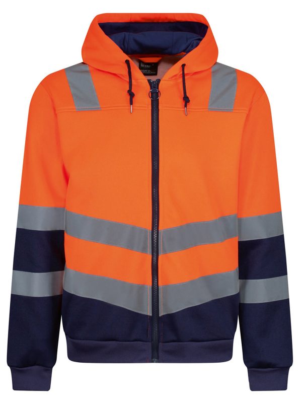 Orange/Navy Pro hi-vis full zip hoodie