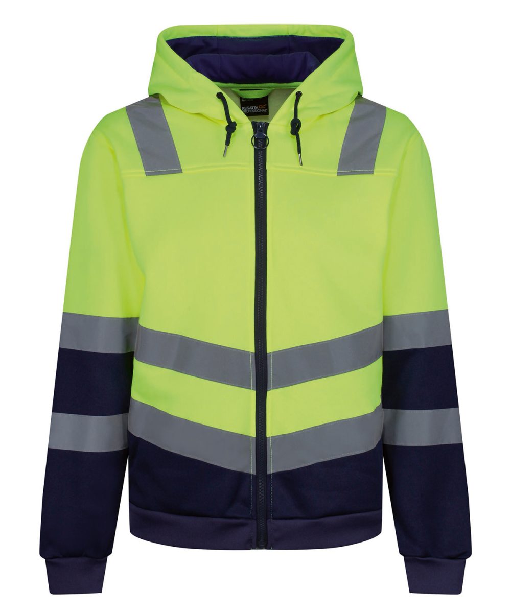 Yellow/Navy Pro hi-vis full zip hoodie