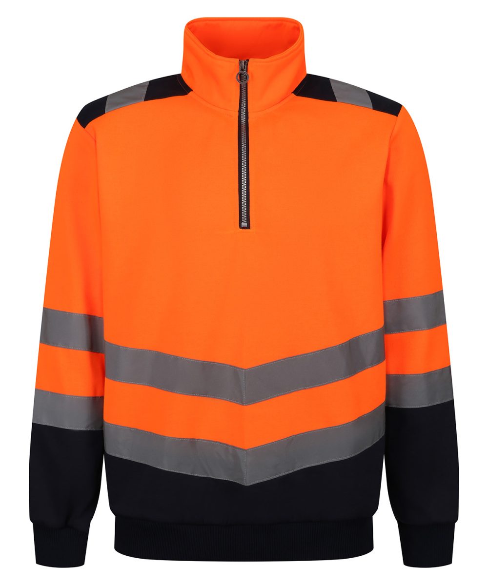 Orange/Navy Pro hi-vis ¼-zip sweatshirt