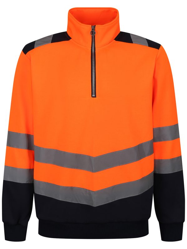 Orange/Navy Pro hi-vis ¼-zip sweatshirt