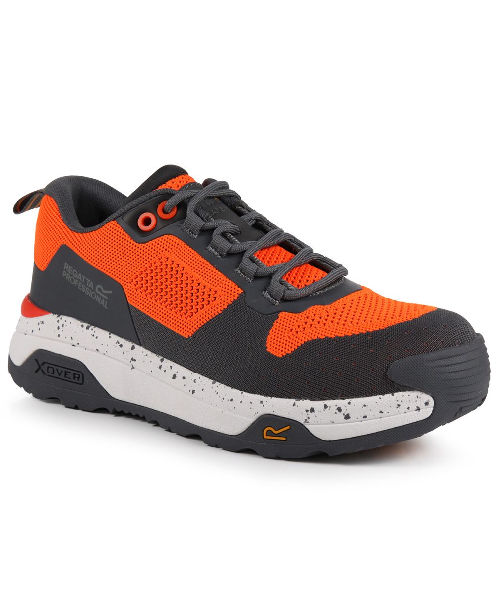 Flame Orange/Gunmetal Crossfort S1 X-over metal-free safety trainers