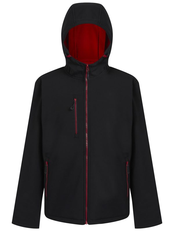 Black/Classic Red Navigate 2-layer hooded softshell jacket