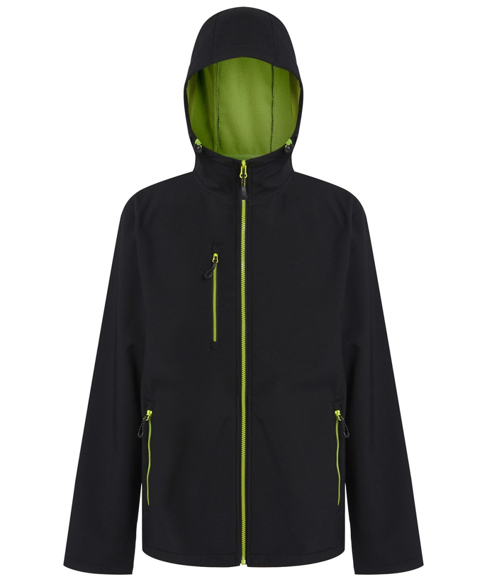 Black/Lime Navigate 2-layer hooded softshell jacket