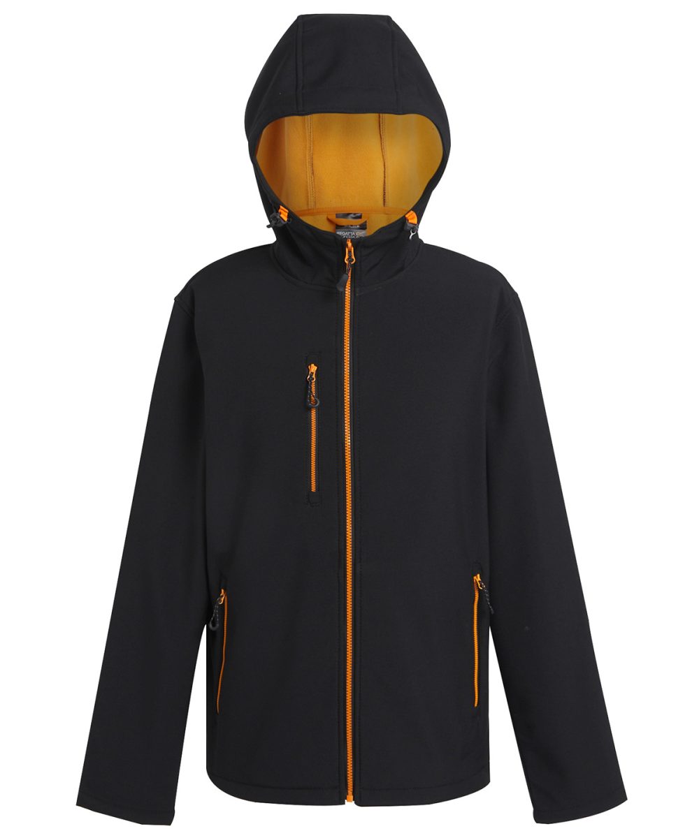 Black/Orange Pop Navigate 2-layer hooded softshell jacket