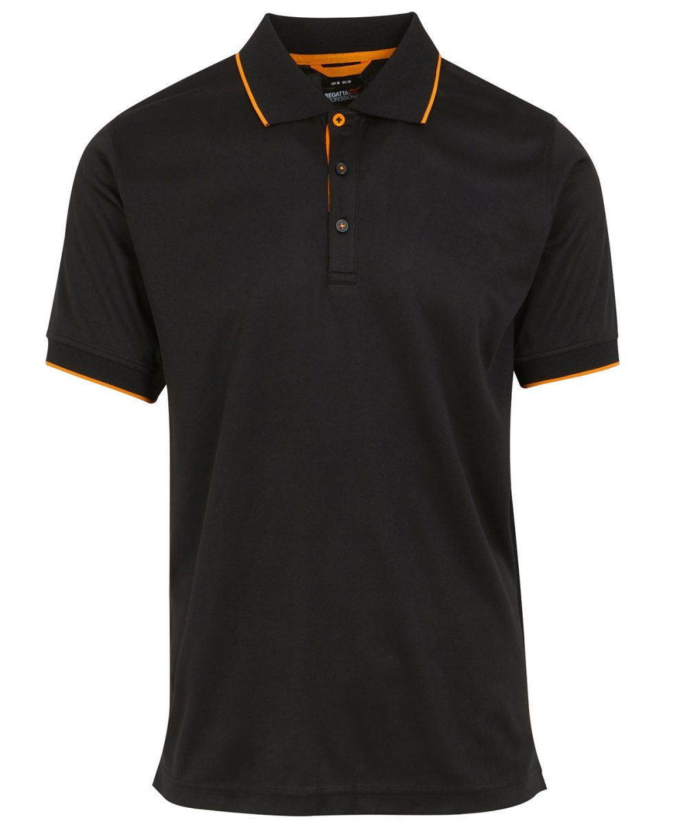 Black/Orange Pop Navigate short sleeve polo