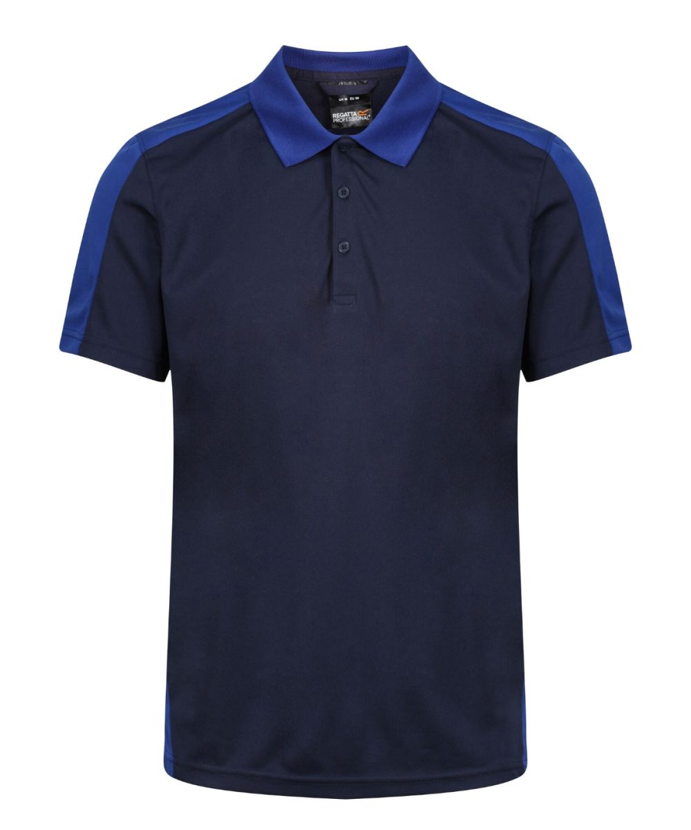 Navy/New Royal Contrast wicking polo