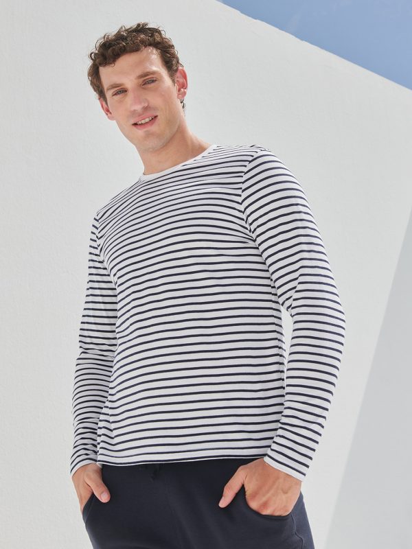 Unisex long-sleeved striped T