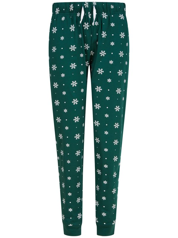 Bottle/White Snowflakes Women's cuffed lounge pants