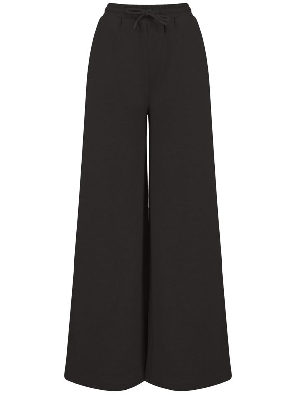 Black Women's sustainable fashion wide leg joggers