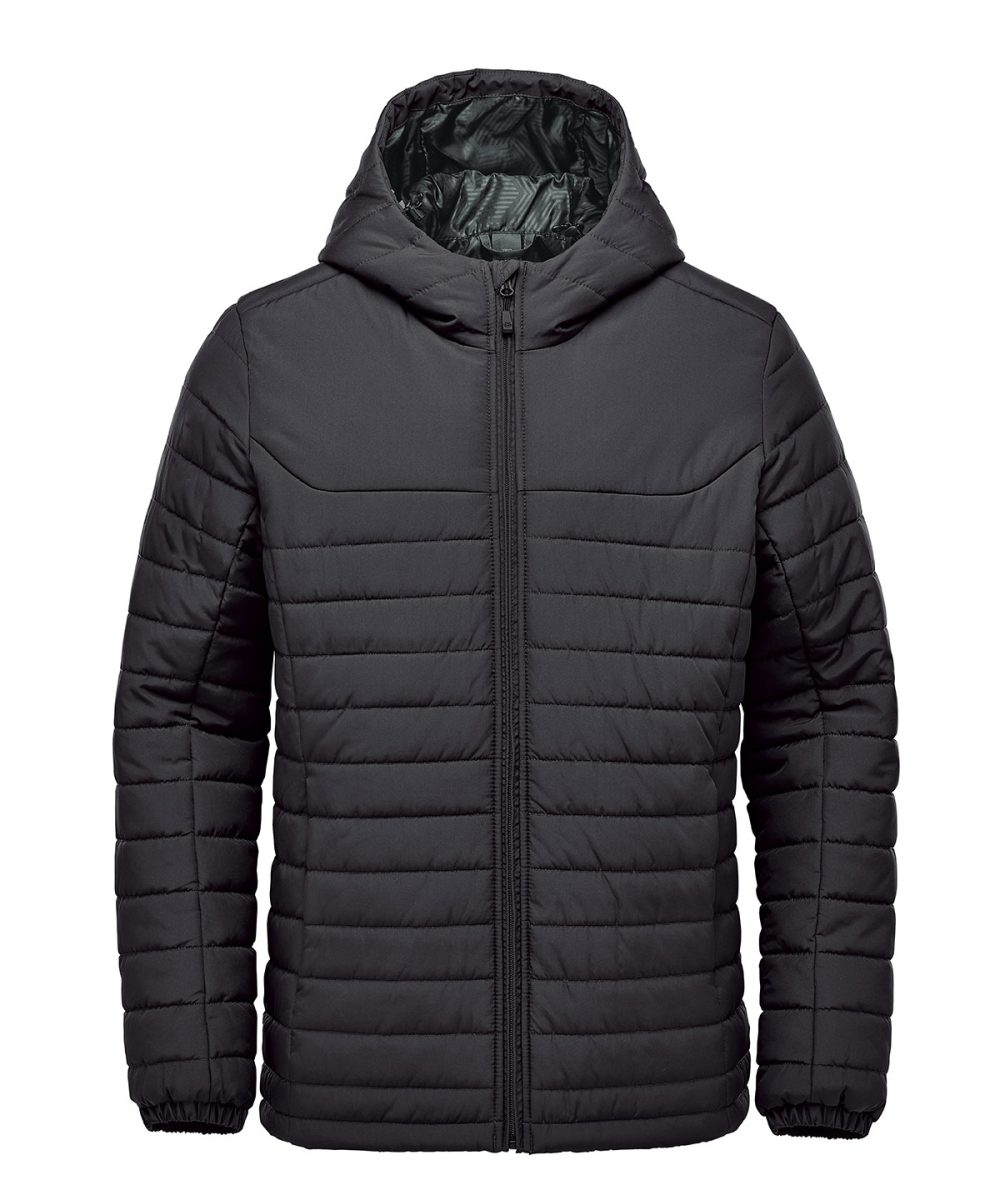 Black Nautilus quilted hooded jacket