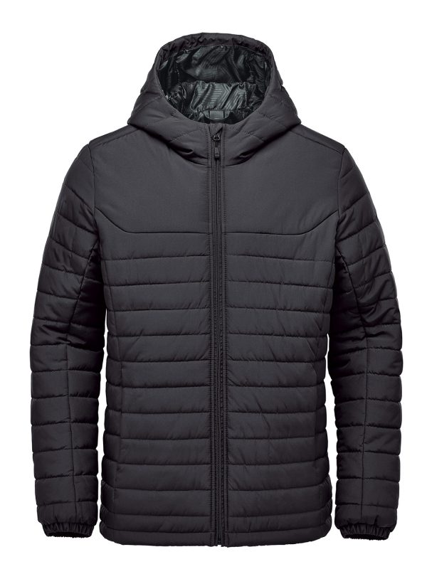 Black Nautilus quilted hooded jacket