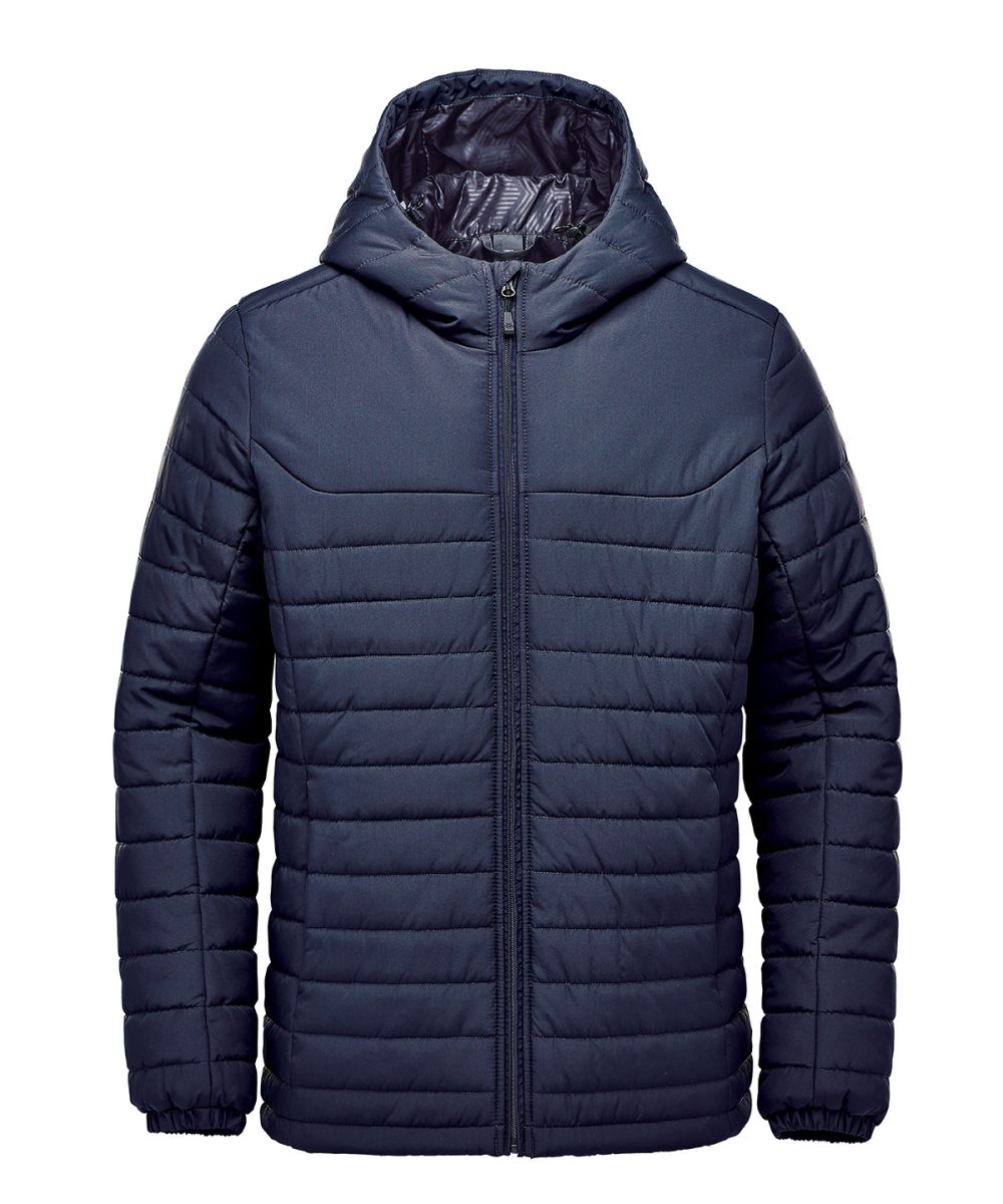 Navy Nautilus quilted hooded jacket