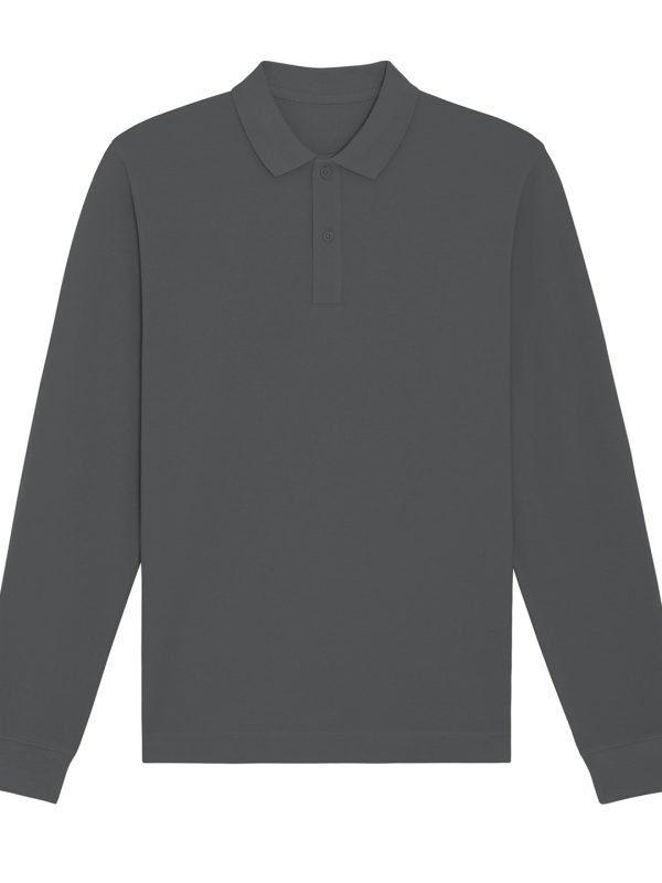 Anthracite Prepster long sleeve unisex polo (STPU332)