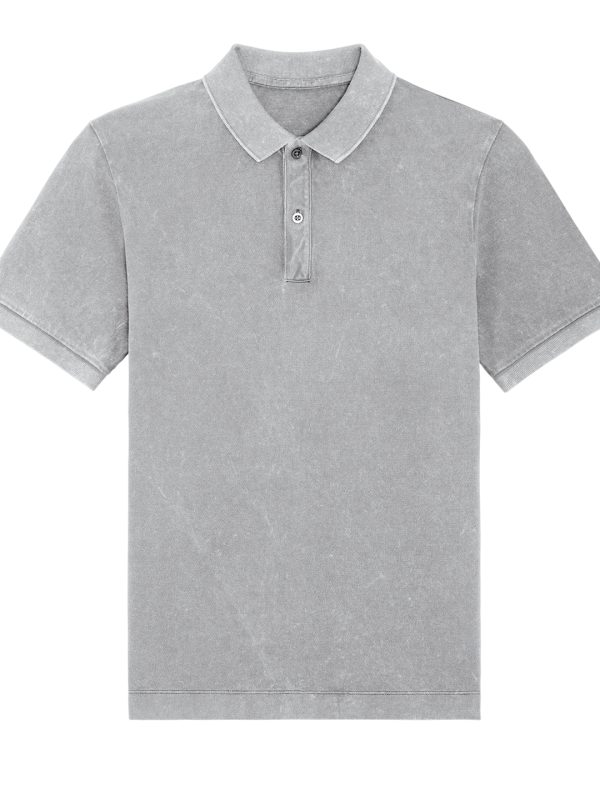 Garment Dyed Aged Light Grey Prepster Vintage unisex short sleeve polo (STPU335)