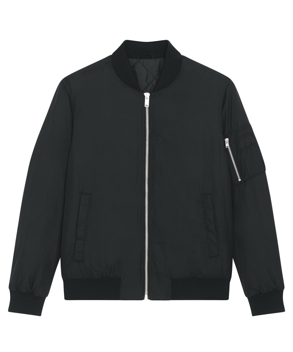 Black Bomber jacket with metal details (STJU844)