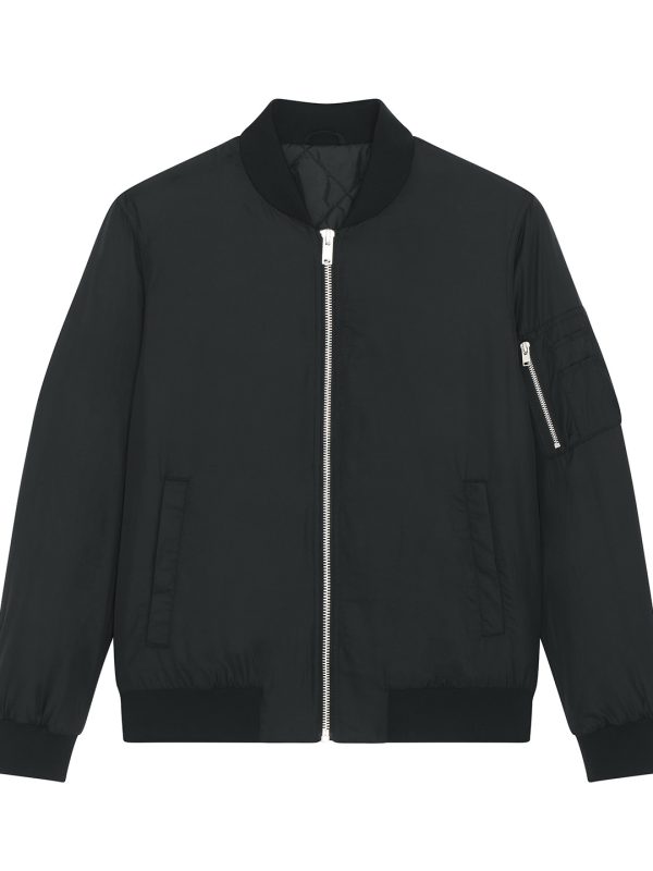 Black Bomber jacket with metal details (STJU844)