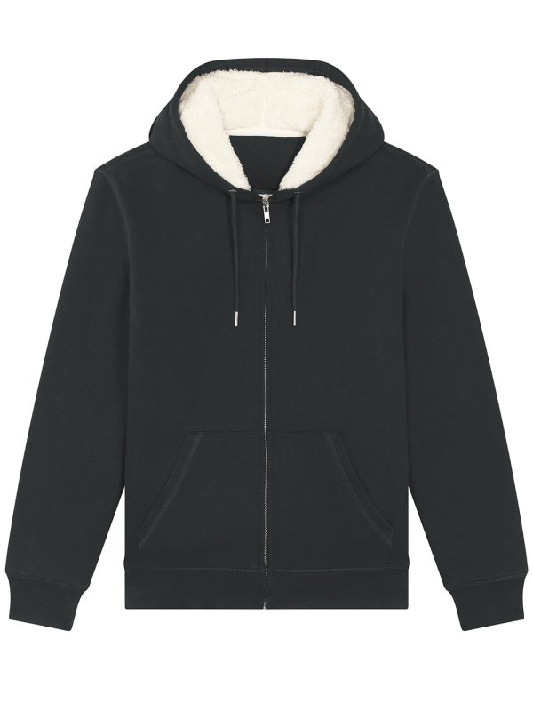 Black Unisex Hygger sherpa zip-through sweatshirt (STSU956)