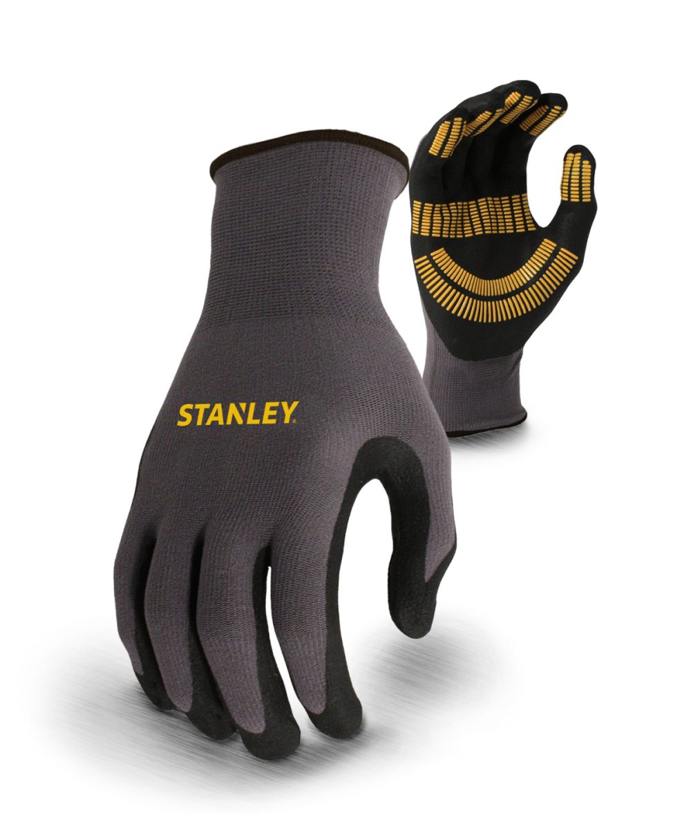 Grey/Black/Yellow Stanley razor thread gripper gloves