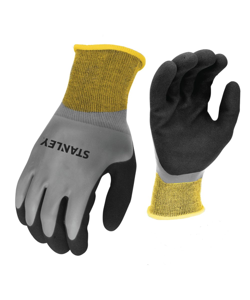 Grey/Black/Yellow Stanley waterproof gripper gloves