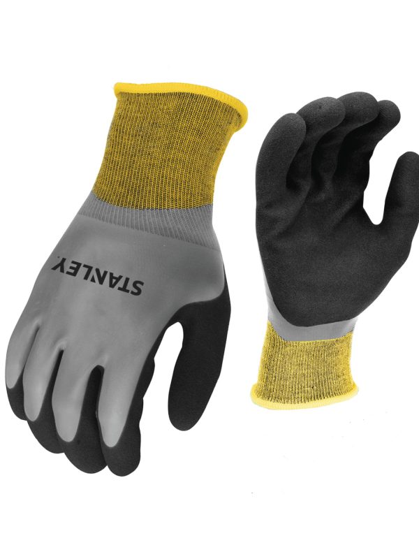 Grey/Black/Yellow Stanley waterproof gripper gloves