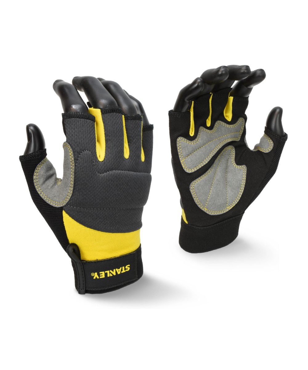 Grey/Black/Yellow Stanley fingerless performance gloves