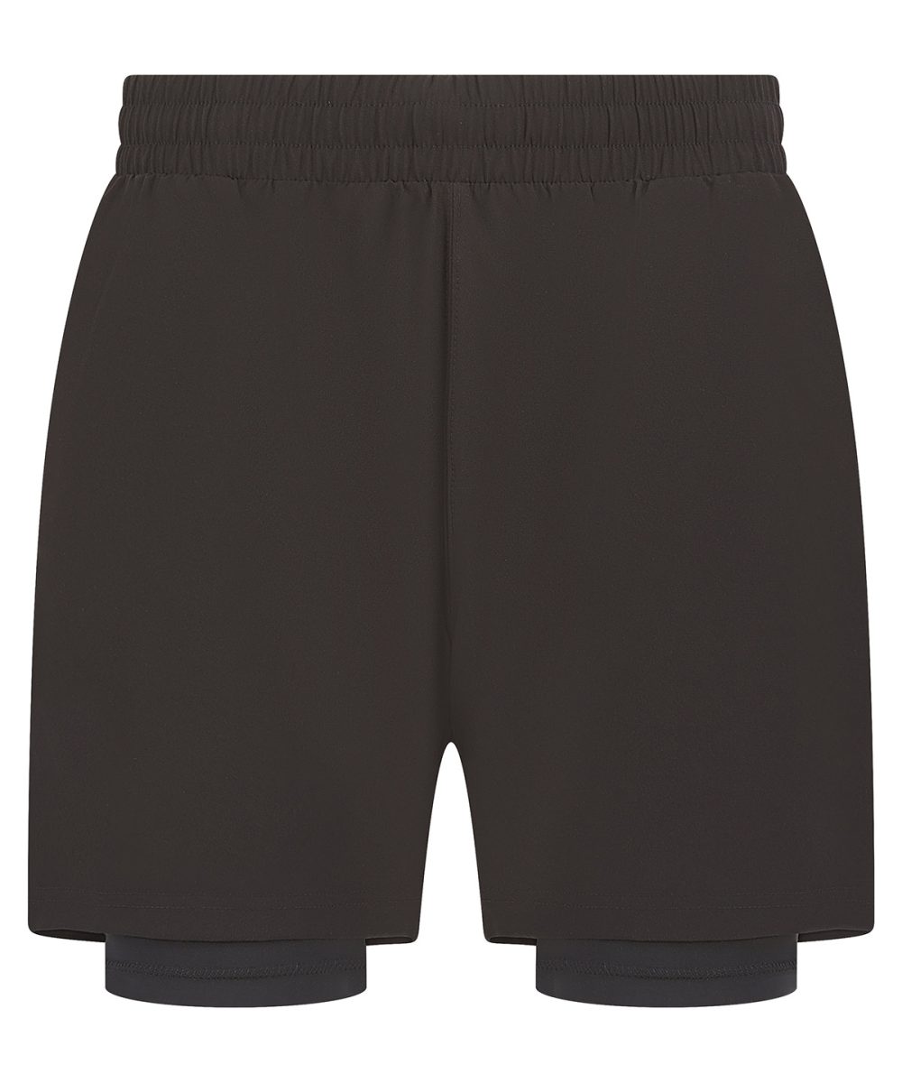 Black/Black Double-layer sports shorts