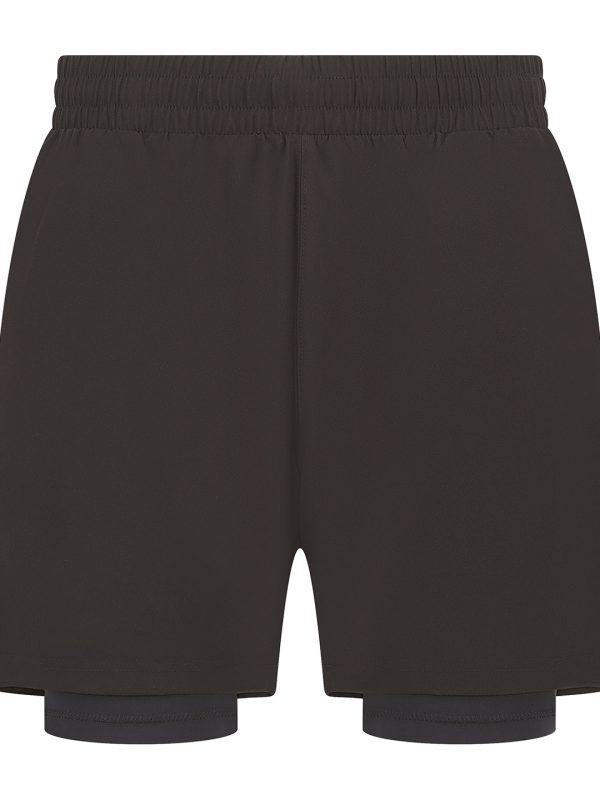 Black/Black Double-layer sports shorts