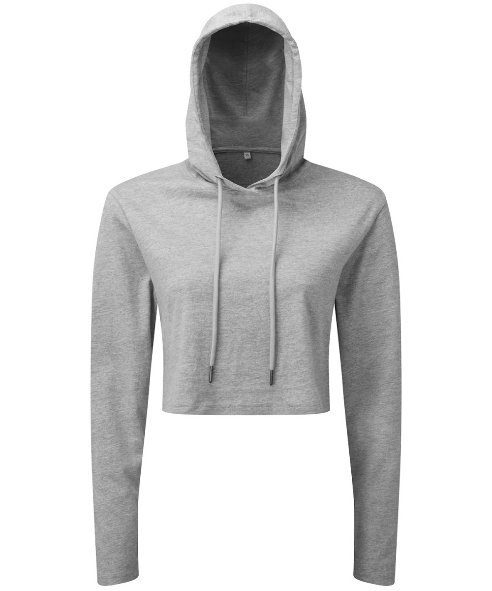 Heather Grey Women's TriDri® cropped hooded long sleeve t-shirt