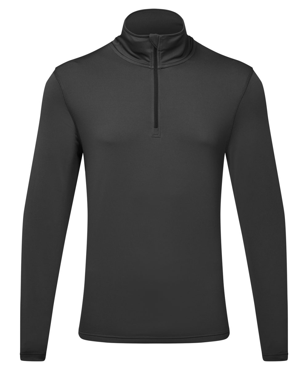 Charcoal/Black TriDri® recycled long sleeve brushed back ¼ zip top