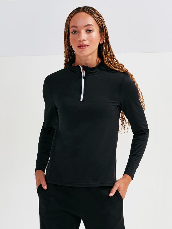 Women’s TriDri® recycled long sleeve brushed back ¼ zip top