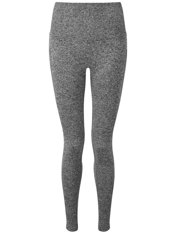 Black Melange Women's TriDri® ribbed seamless 3D fit multi-sport leggings