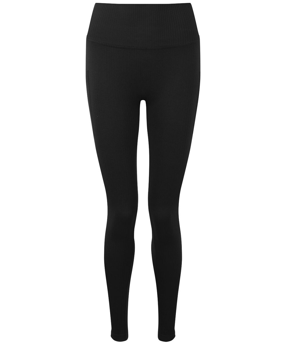 Black Women's TriDri® ribbed seamless 3D fit multi-sport leggings