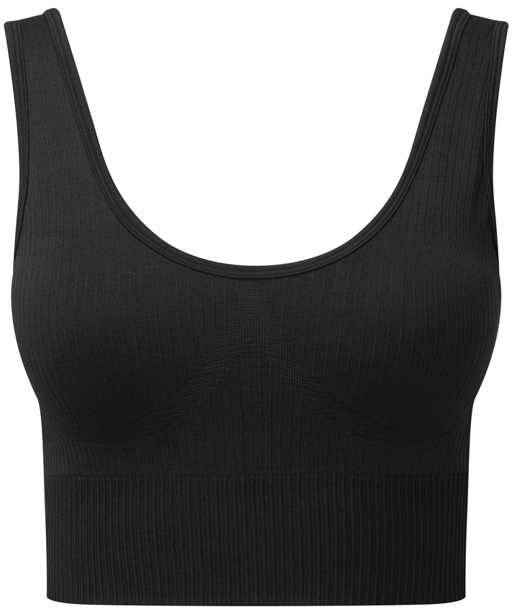 Black Women's TriDri® ribbed seamless 3D fit multi-sport bra