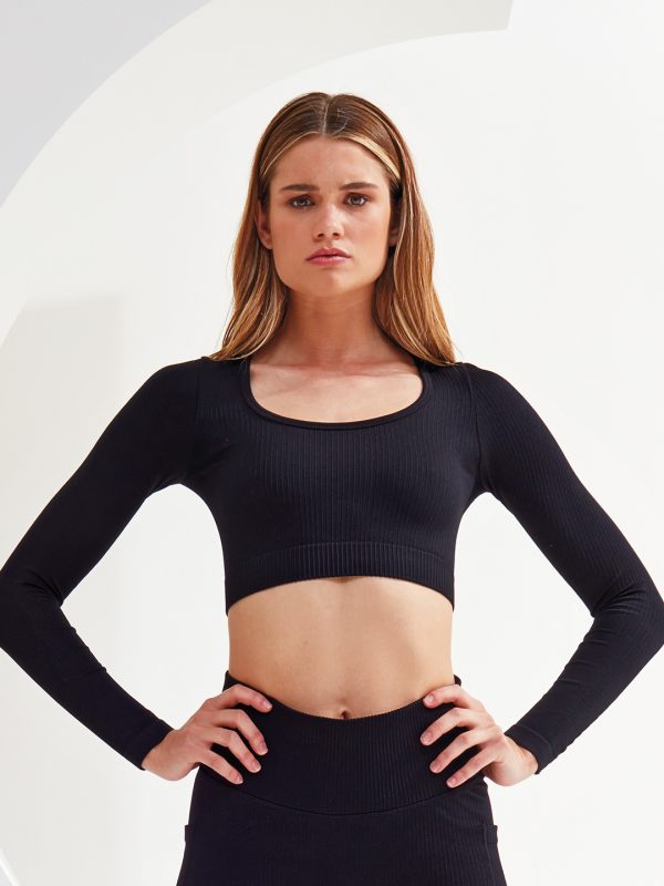 Women’s TriDri® ribbed seamless '3D Fit' crop top