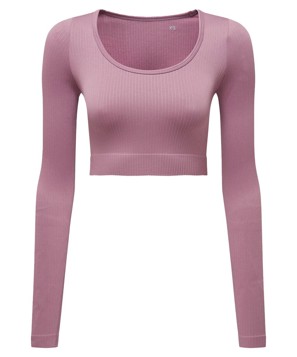 Mauve Women’s TriDri® ribbed seamless '3D Fit' crop top