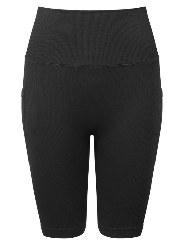 Black Women’s TriDri® ribbed seamless '3D Fit' cycle shorts