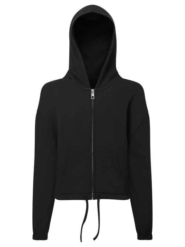 Black Kids TriDri® recycled cropped oversize full-zip hoodie