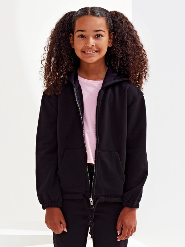 Kids TriDri® recycled cropped oversize full-zip hoodie