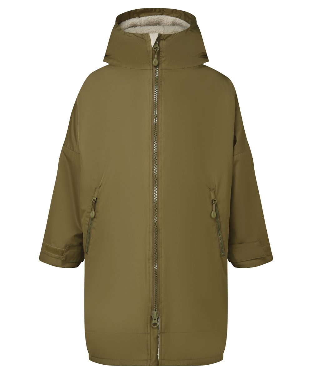 Olive/Natural Kids TriDri® All-seasons waterproof changing robe
