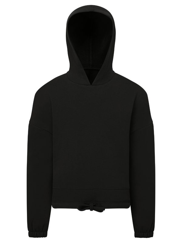 Black Kids TriDri® recycled cropped oversize hoodie